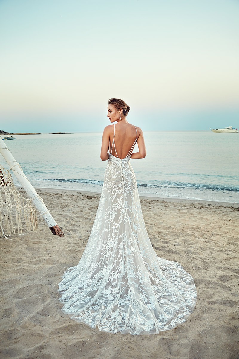 Eddy k Beach Wedding Dresses Spaghetti Lace Bridal Gowns vestido de novia Backless Boho Beach Wedding Dress Plus Size
