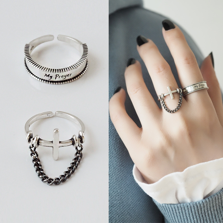 S925 Sterling Silver Ring Finger Ring Womens Influx of Japanese And Korean-Style Simple Chain Cross Ring Accessories
S925 Sterling Silver Ring Finger Ring Womens Influx of Japanese And Korean-Style Simple Chain Cross Ring Accessories