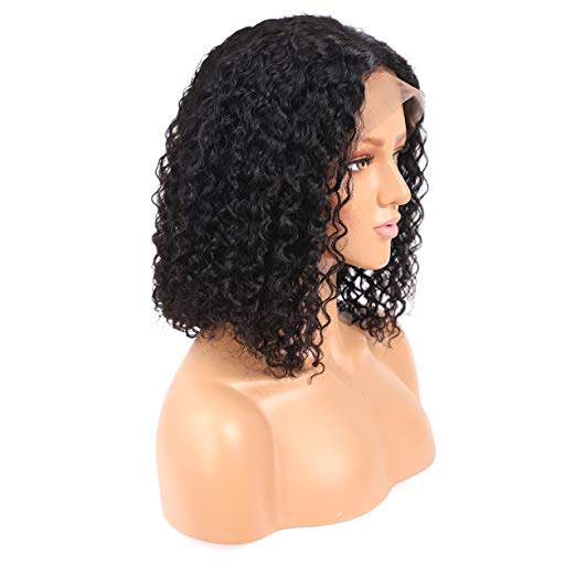 Short Curly bob Brazilian Lace Front Human Hair Wigs Glueless 360 FULL Lace human Wig for Black Women (10 inch, 150%density