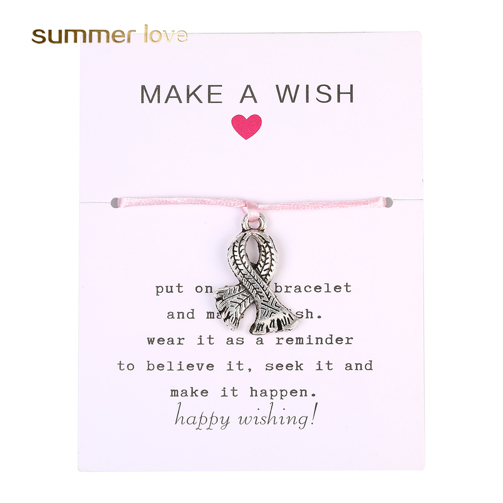 New Arrival Breast Cancer Awareness Charm Bracelet for Women Handmade Braided Pink Rope Chain Vintage Silver Pendant Bracelet Jewelry
New Arrival Breast Cancer Awareness Charm Bracelet for Women Handmade Braided Pink Rope Chain Vintage Silver Pendant Bracelet Jewelry