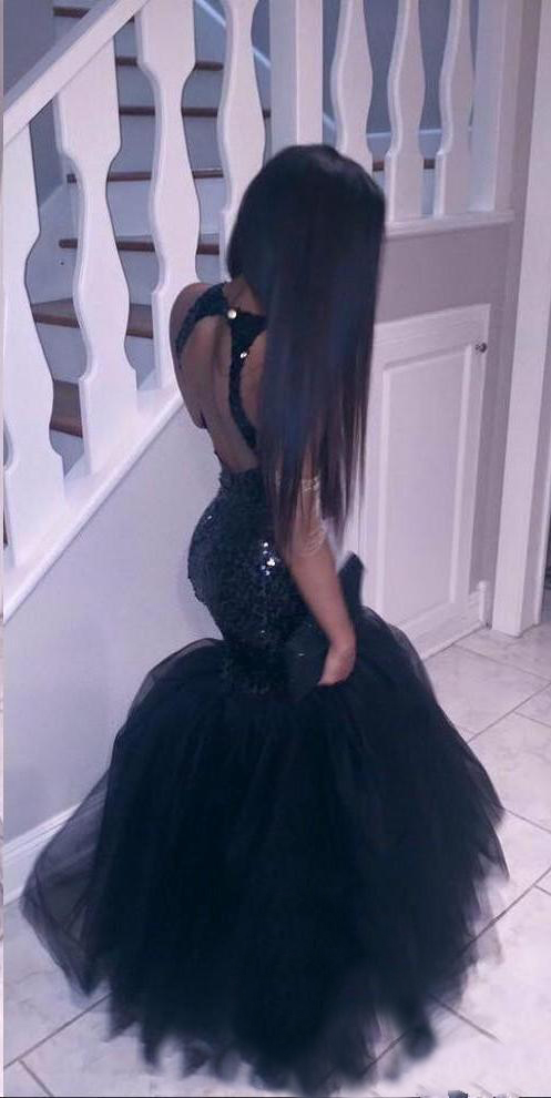 Black Girl Prom Dresses Halter Neck Sequins Topped Mermaid Backless Dubai Fiesta Longo Party Gowns Cheap Party Gowns