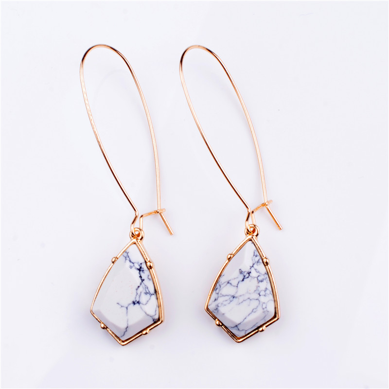 Europe and the United States big brand high-grade Phnom Penh turquoise cylindrical drop earrings Korean temperament simple female earrings e