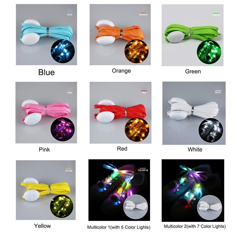 LED Light Up Shoelaces with colorful Flashing Disco Lighting Glow Nylon Strap for Night Party Hip-hop Dancing