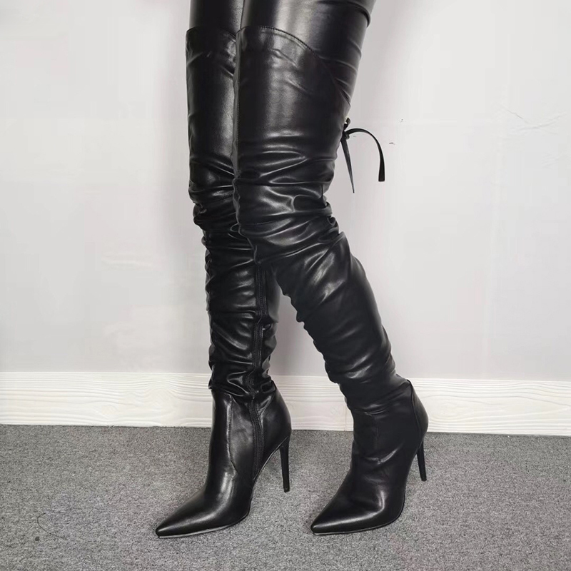 Handmade Women Thigh High Boots Stiletto Heels Boots Pointed Toe Super Sexy Black Night Club Shoes Women Plus US Size 5-15
Handmade Women Thigh High Boots Stiletto Heels Boots Pointed Toe Super Sexy Black Night Club Shoes Women Plus US Size 5-15