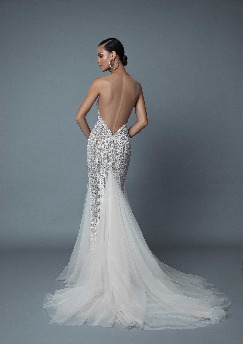 2019 Berta Mermaid Evening Dresses Sexy Illusion Jewel Neck Full Lace Long Formal Prom Gowns Sheer Backless Dress Party Vestidos De Fiesta
