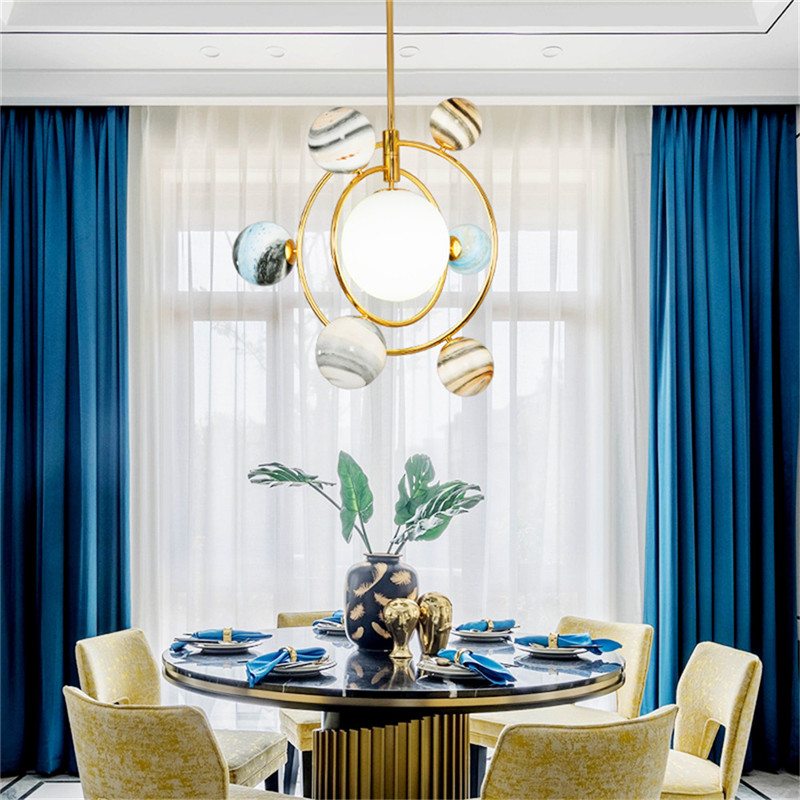 2019 new stray earth chandelier Nordic creative lamp round planet chandelier living room study children room chandelier