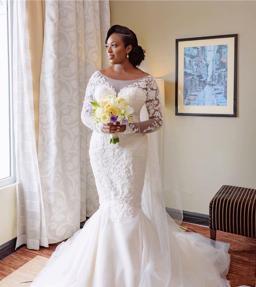 South African Mermaid Wedding Dresses Plus Size 2020 Lace Appliqued Long Sleeves Tulle Bridal Gowns robe de mairee