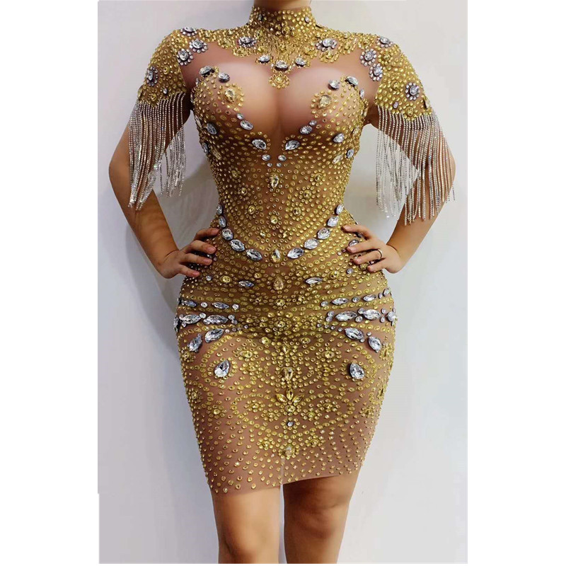 Women Singer Dance Costume Sparkly Silver Gold Rhinestones Bodysuit Fringe Transparent Dress Bar Birthday Celebrate Dress Outfit, As pic
Women Singer Dance Costume Sparkly Silver Gold Rhinestones Bodysuit Fringe Transparent Dress Bar Birthday Celebrate Dress Outfit, As pic