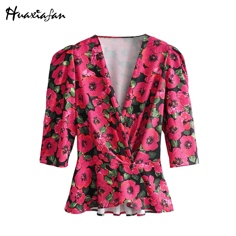 Huaxiafan women print blouse floral wrap blouse elastic waist female shirts summer chic tops sexy deep v neck women shirt, Rose red
Huaxiafan women print blouse floral wrap blouse elastic waist female shirts summer chic tops sexy deep v neck women shirt, Rose red