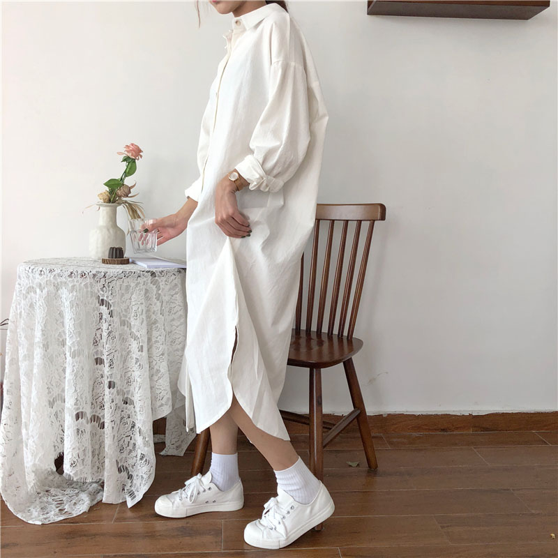 Vintage autumn Long Dress long Sleeve shirt turn down collar woman Lady loose shirt Casual Fashion maxi Dress cotton blue white
Vintage autumn Long Dress long Sleeve shirt turn down collar woman Lady loose shirt Casual Fashion maxi Dress cotton blue white
