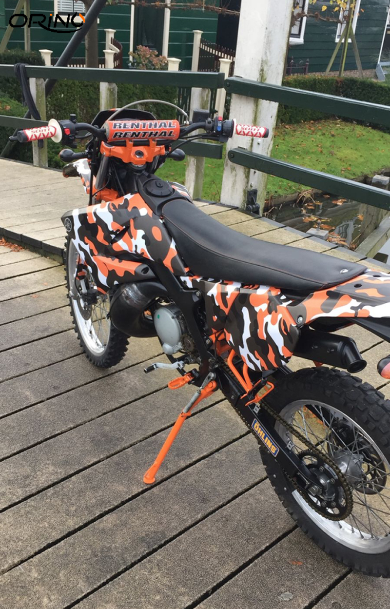 Orange Black White Camouflage Vinyl For Car Wrapping With Air Release Car Styling PVC Camo Vehicle Film Covering