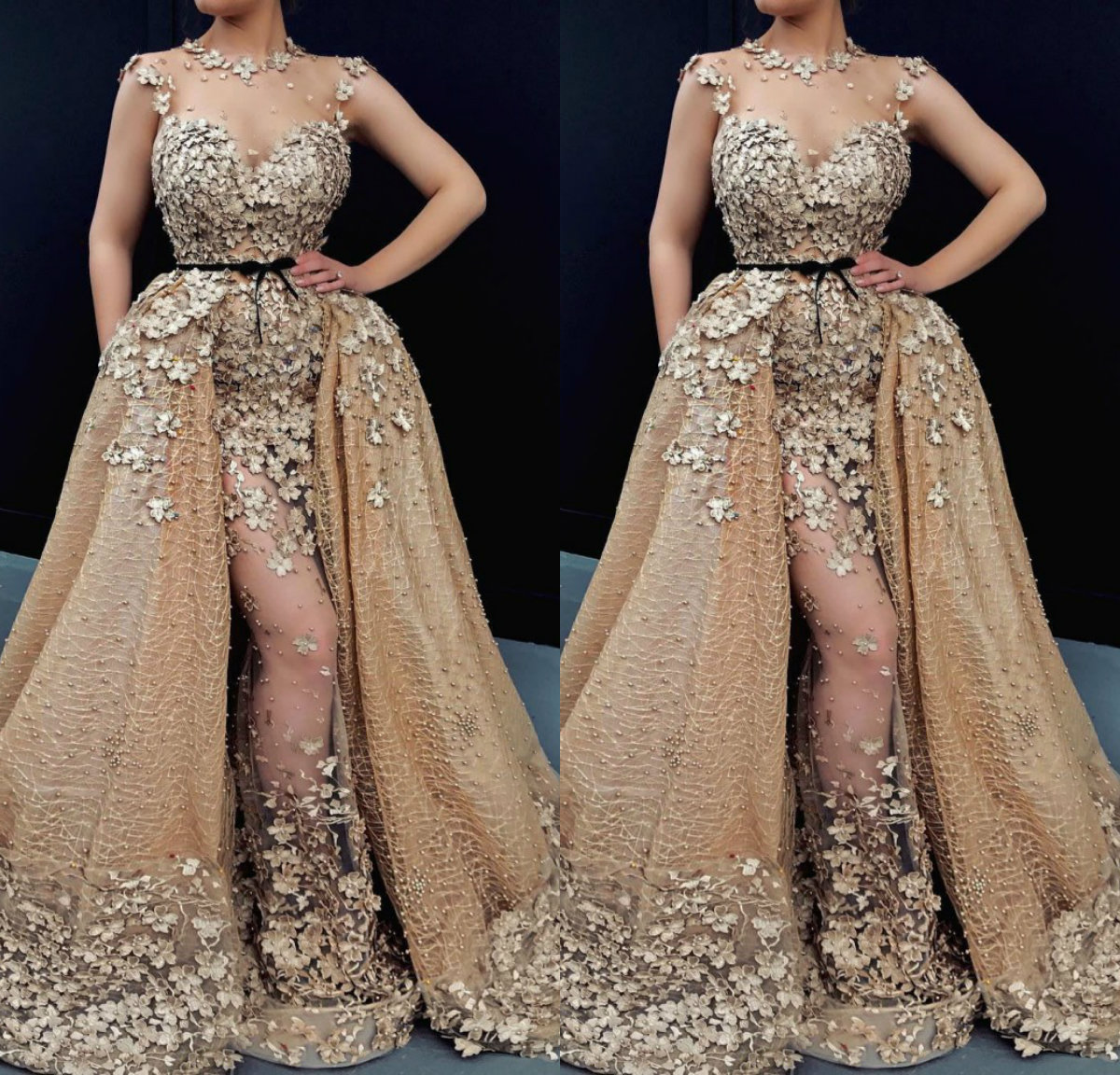 Modest A Line Evening Prom Dress Sleeveless Jewel Neck Tulle Lace Party Dress Detachable tail Hand Made Flower robes de soirée, Gray
Modest A Line Evening Prom Dress Sleeveless Jewel Neck Tulle Lace Party Dress Detachable tail Hand Made Flower robes de soirée, Gray