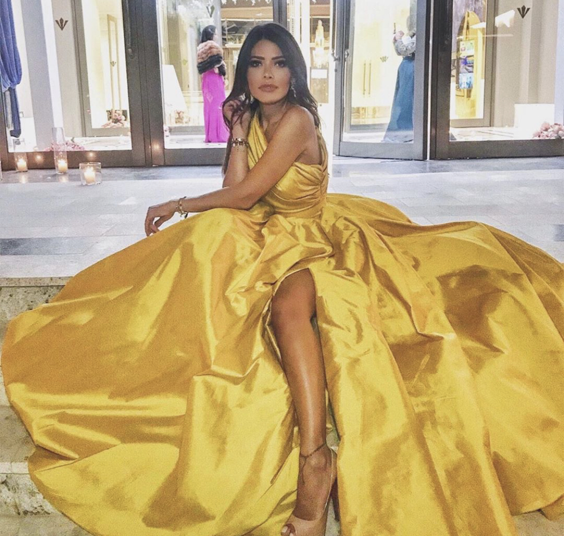 2020 Yellow Prom Dresses One Shoulder A Line Ruffles Side Split Fairy Evening Gowns Custom Made Cheap Formal Dress Party Wear