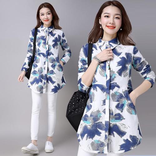Floral Print Tops Ladies Blouses Cotton Linen Womens Long Tops And Blouses High Quality Women's Blouse Blusas Mujer De Moda, Blue
Floral Print Tops Ladies Blouses Cotton Linen Womens Long Tops And Blouses High Quality Women's Blouse Blusas Mujer De Moda, Blue