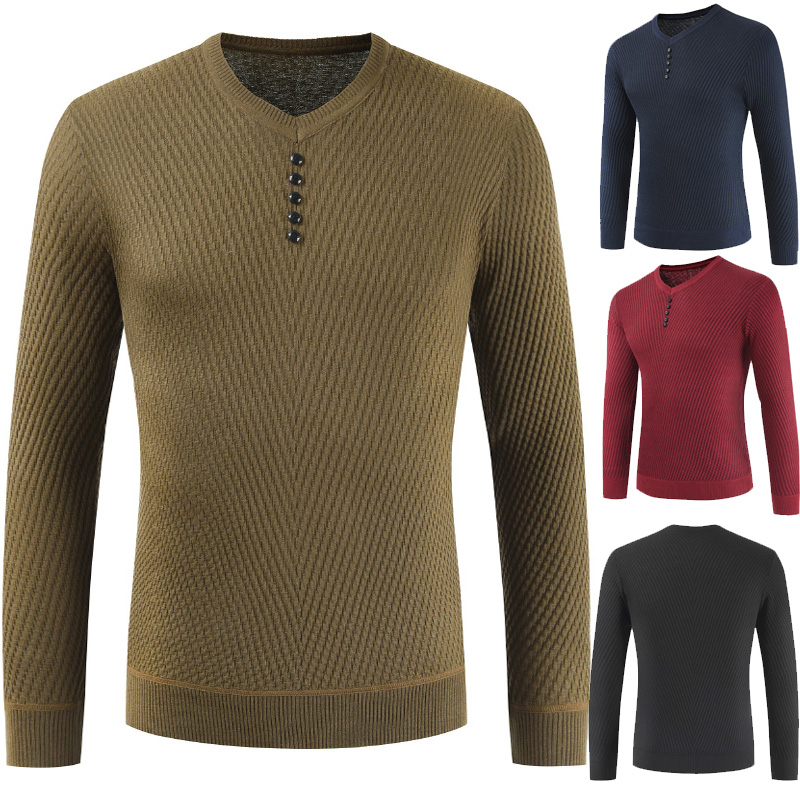 Men's Pullovers New Men's V-neck Sweater In Fall with 5 Buttons 4 Colors, Black
Men's Pullovers New Men's V-neck Sweater In Fall with 5 Buttons 4 Colors, Black