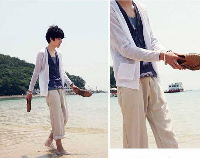 Wholesale-Mens Linen Pants New Summer Fashion Solid Color Casual Loose Cotton and Linen Trousers For Men Plus Big Size M-3XL 5 Color