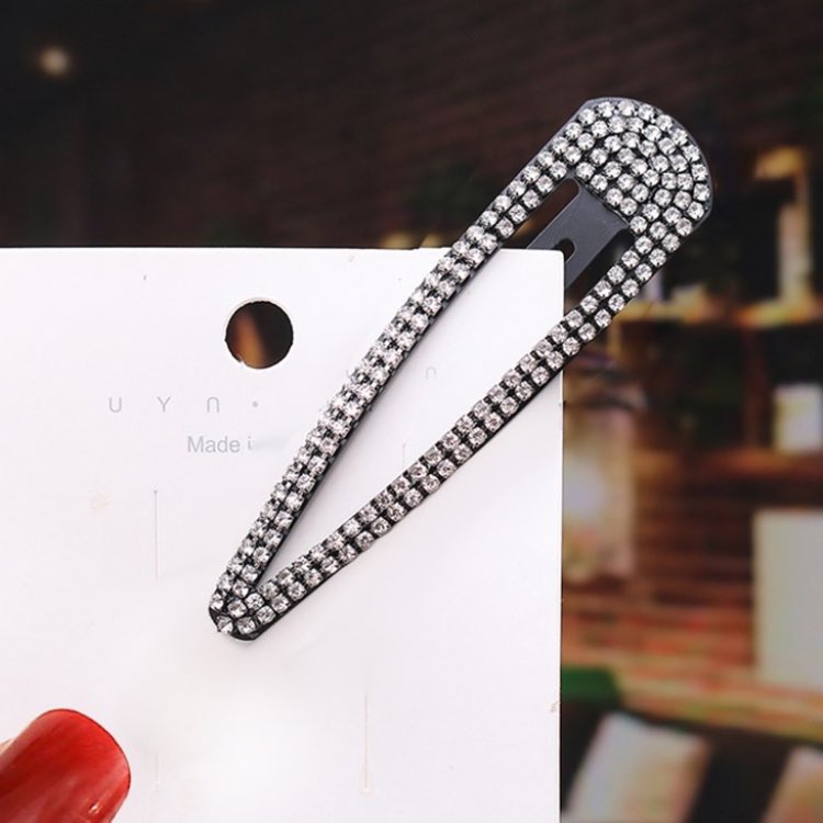 Fashion Metal Water Drop Hair Clips Golden Rhinestone BB Clip Simple Geometry Bang Hairpin 3 Colors