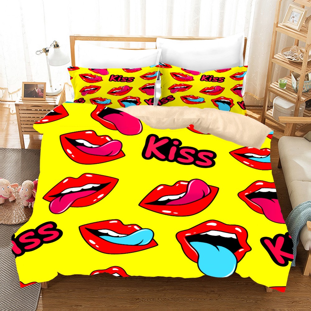 3D Kiss Red Lips Print Bedding Set 2/3PCS Microfiber Bedspread Room Bedding Sets Pillowcase Queen King Size Modern Bed Sets, Color-8
3D Kiss Red Lips Print Bedding Set 2/3PCS Microfiber Bedspread Room Bedding Sets Pillowcase Queen King Size Modern Bed Sets, Color-8
