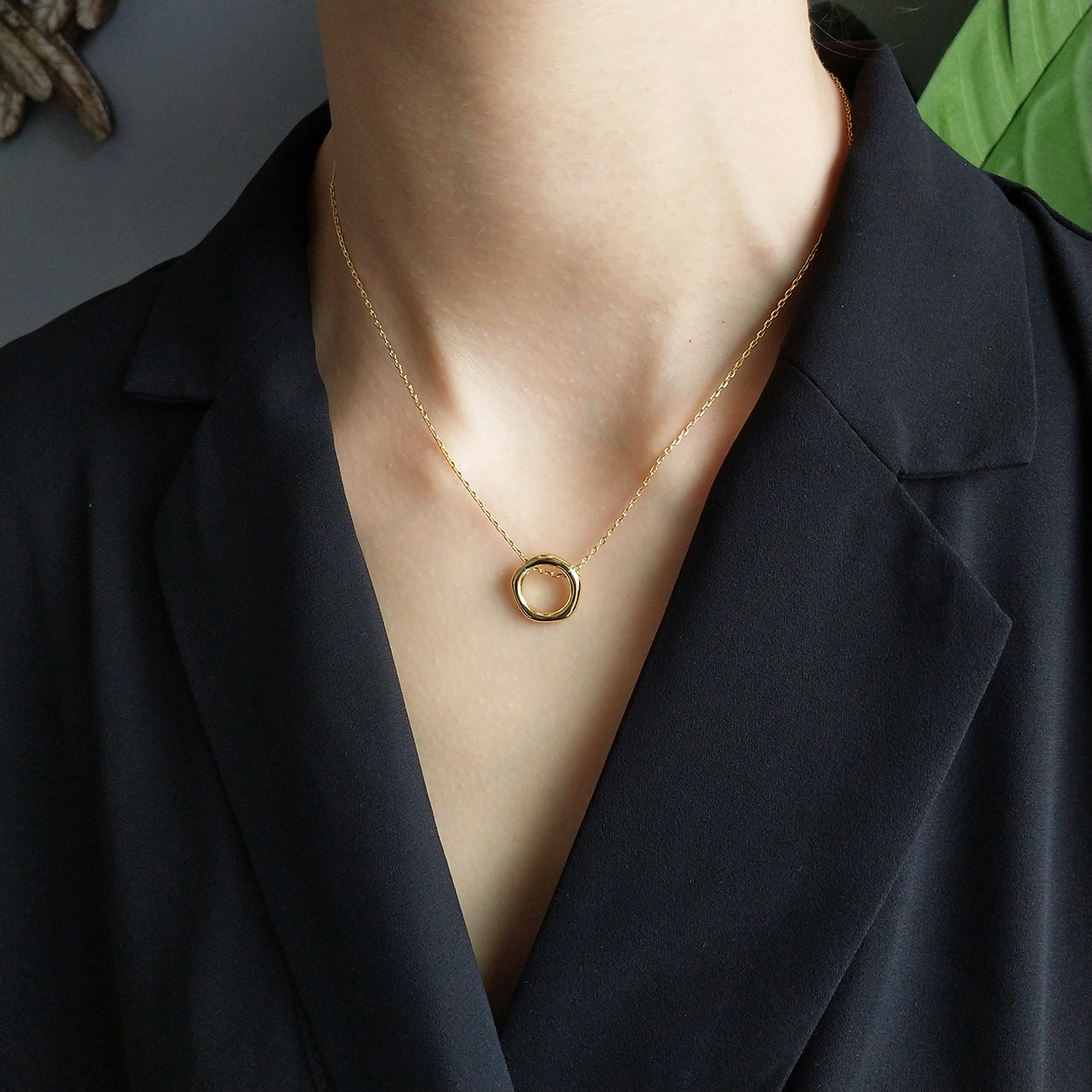 New Fashion Irregular Necklaces Fashion Wedding Band 925 Sterling Silver Geometric Hollow Circle Pendant Necklace For Women