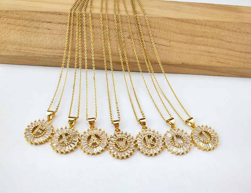 Gold Color Round Micro Pave Crystal Cubic Zirconia 26 Letter Pendants Charms Necklace Jewelry making for woman NK431, Silver
Gold Color Round Micro Pave Crystal Cubic Zirconia 26 Letter Pendants Charms Necklace Jewelry making for woman NK431, Silver