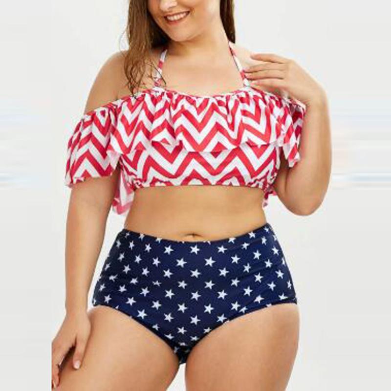 Women's Plus Size Swimwear Sexy Ruffled Sling American National Flag Print Bikini Two-Pieces Swimsuit Bathing Suits biquini N50
Women's Plus Size Swimwear Sexy Ruffled Sling American National Flag Print Bikini Two-Pieces Swimsuit Bathing Suits biquini N50