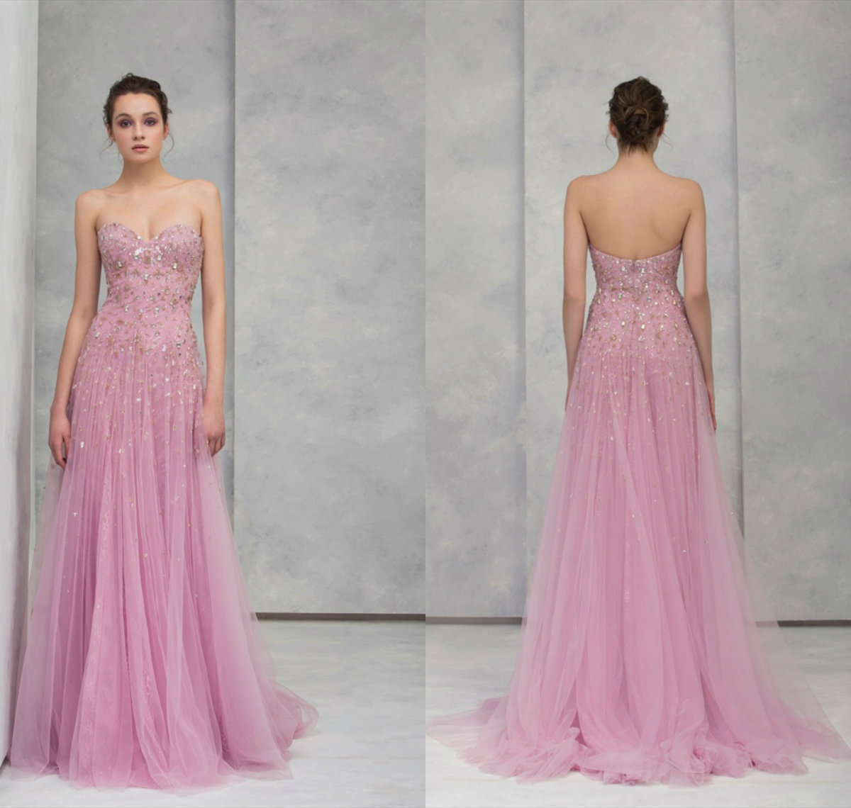 sparkly pink evening dresses sweetheart sequined appliqued prom dresses tulle custom made formal party gowns