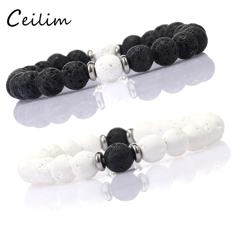 Fashion 8mm Lava Stone Beaded Bracelets Energy Healing Balance Black White Beads Bracelet For Women Men Adjustable Elastic Yoga Jewelry
Fashion 8mm Lava Stone Beaded Bracelets Energy Healing Balance Black White Beads Bracelet For Women Men Adjustable Elastic Yoga Jewelry