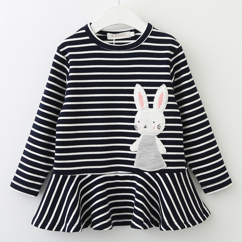 Girls Dress 2020 New Spring Brand Girls Clothes Long Sleeve Bunny Rabbit Lace Strip Design Girls Children Clothing