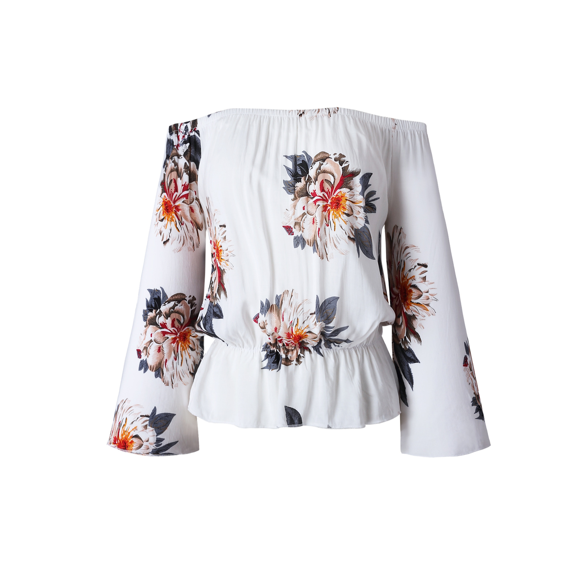 Fashion Blouse Women Summer Long Sleeve Off Shoulder Loose Shirt Casual Slim Blouse Shirt women clothes