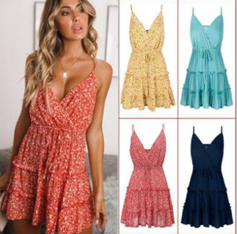 Summer sexy temperament European and American women's suspenders V-neck princess dress, Red
Summer sexy temperament European and American women's suspenders V-neck princess dress, Red