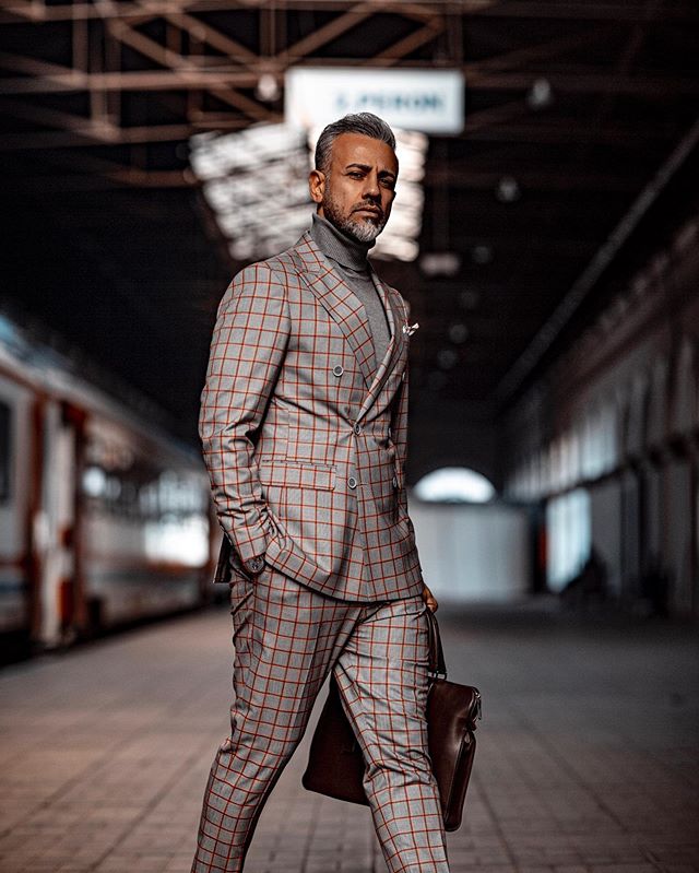 Classic Red Check Mens Groom Wedding Suits Groom Slim Fit Double Breasted Formal Work Prom Office Blazer Jacket(Jacket+Pants)