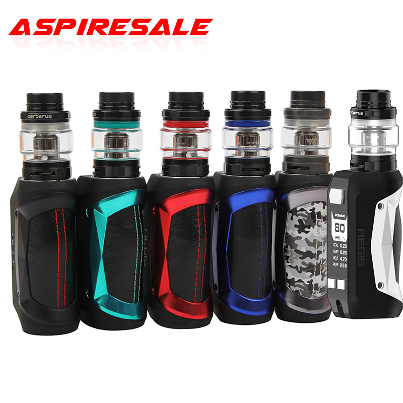 

Original GeekVape Aegis Mini Starter Kits TC 80W 2200mAh Battery Box Mod 5.5ml Cerberus Mesh Coil Tank Vape Kit, Stealth & black