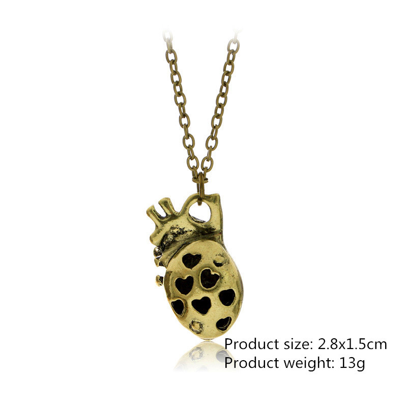 12 Pieces Anatomical Heart Necklace Man or Woman 3D Pendant Oxidized Antique Stainless Steel Pendant Necklace