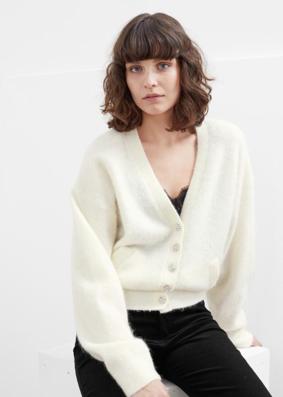 Summer Temperament Lady V Collar Single Row Buckle Wool Short Versatile Knitting Cardigan Female 91135, White
Summer Temperament Lady V Collar Single Row Buckle Wool Short Versatile Knitting Cardigan Female 91135, White