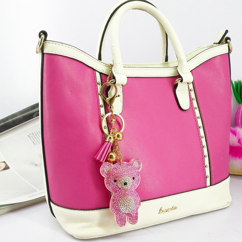 6pcs/lot Cute Key Chains Cartoon Bears Rhinestone Keychains Bags Wallet Pendants Decoration Jewelry Ornaments Phone Accessories