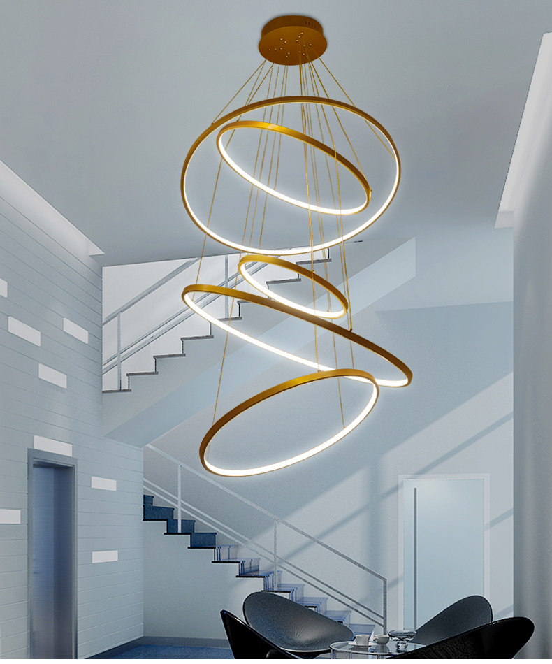 Modern Aluminum Classical Circle Ring Led Pendant Light For Living Room Bedroom White Black Silver Gold Frame Home Lighting