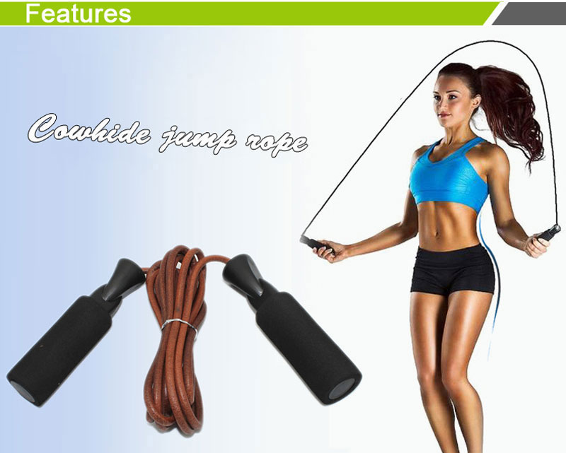 Cowhide Rope leather Skip Rope Cord Speed Fitness Aerobic Jumping Exercise Equipment Adjustable Skipping Sport Jump Rope