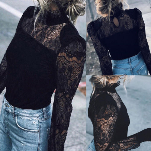 Fashion Women See through Lace Mesh Sheer Blouse Long Sleeve Crop Top 2019 New Floral Lace Summer Spring Shirt Blouse -XL, As pic
Fashion Women See through Lace Mesh Sheer Blouse Long Sleeve Crop Top 2019 New Floral Lace Summer Spring Shirt Blouse -XL, As pic