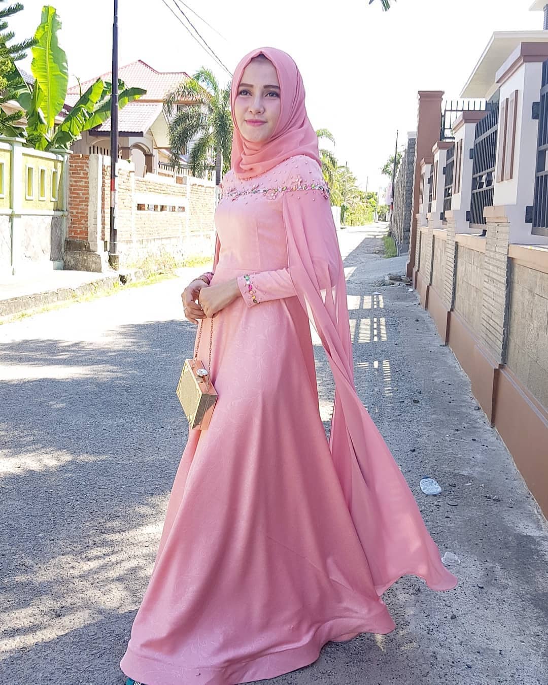Pink Muslim Bridesmaid Dresses High Neck Beads With Chiffon Long Sleeves Maid Of Honor Prom Dress Plus Size Evening Party Gowns