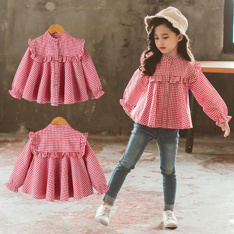 New Girls Shirts 2019 Spring Summer Fashion Pink Color Baby Girls Blouses Cute Long Sleeve Ruffle Tops Kids Clothes 8 To 12 Year