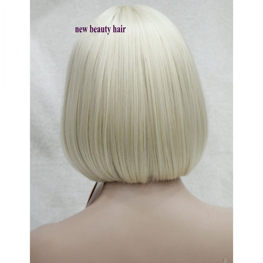 Hotselling #613 blonde Short Bob Wig simulation human hair natural wig Point Part Bangs Full synthetic Wigs for white women