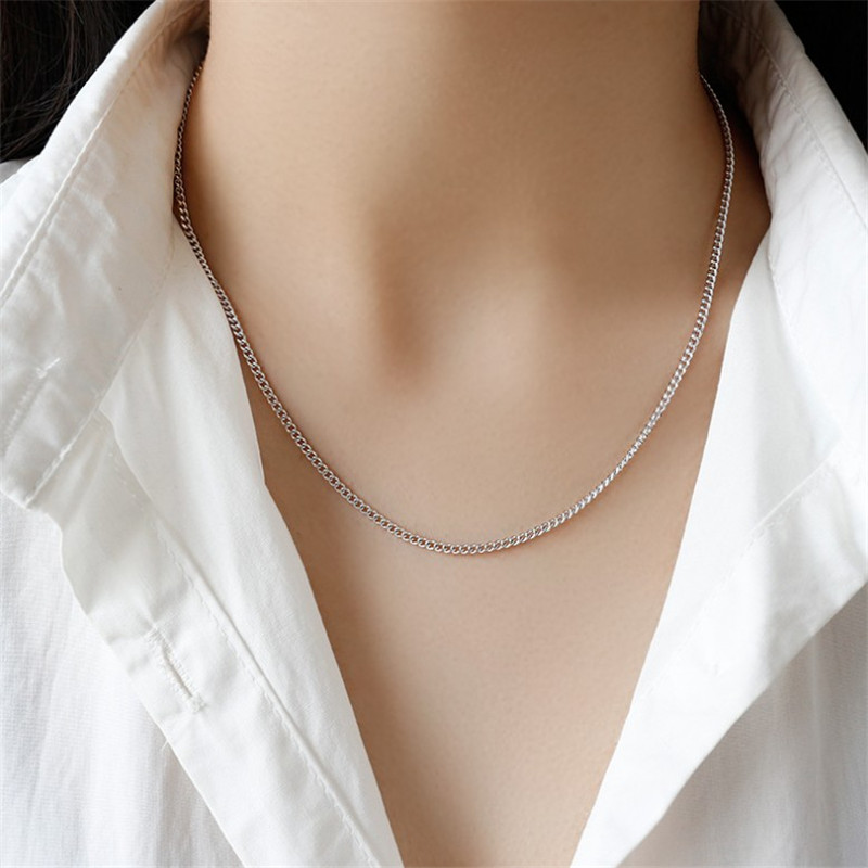 Authentic 925 Sterling Silver Link Chain Necklace Fit For Pendants for Women Men's Sterling Silver 925 Jewelry Accessories Gift