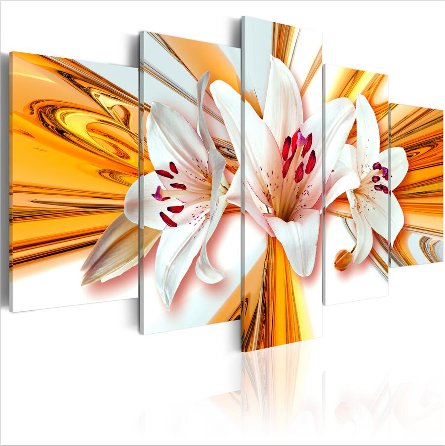 Canvas Print Modern Abstract Floral Flower Orchid Painting Home Decoration, Choose Color & Size( No Frame )