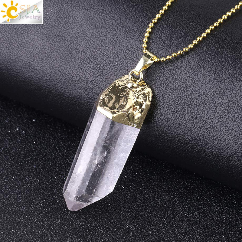 Wholesale Natural Unique White Crystal Pillar Irregular Stone Pendant Women DIY Fit Necklaces For Jewelry Making