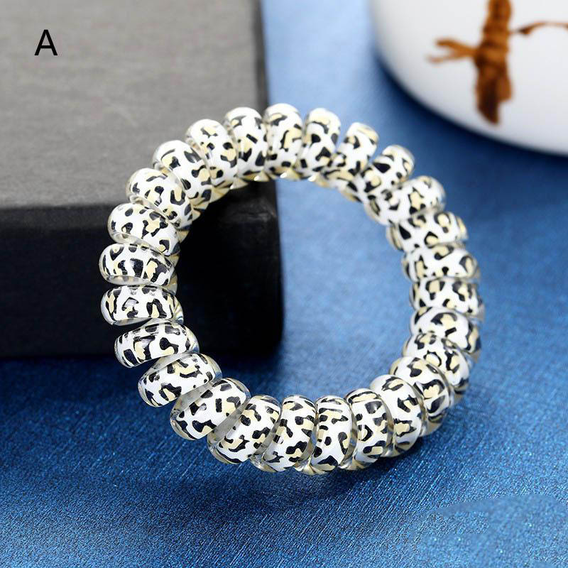Girl Woman Leopard Telephone Wire Hairbands Hair Ties Girls Elastic Hair Bands Ring Rope Leopard Print Bracelet Stretchy Hair Ropes