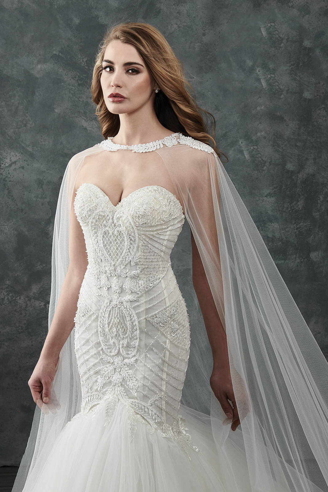 gorgeous mermaid wedding dresses with cape sweetheart lace appliqued beads sweep train bridal gowns wedding dress robe de mariage