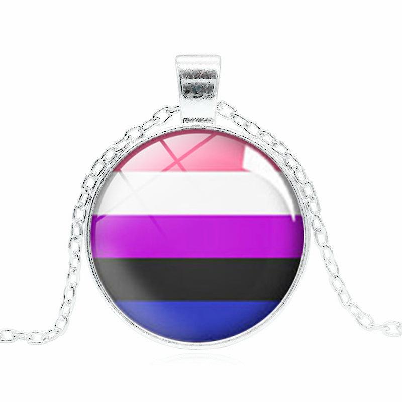 Gay Pride necklace Homosexual Time Gem Cabochon rainbow pendant necklace Fashion sweater chain accessories Free shipping
