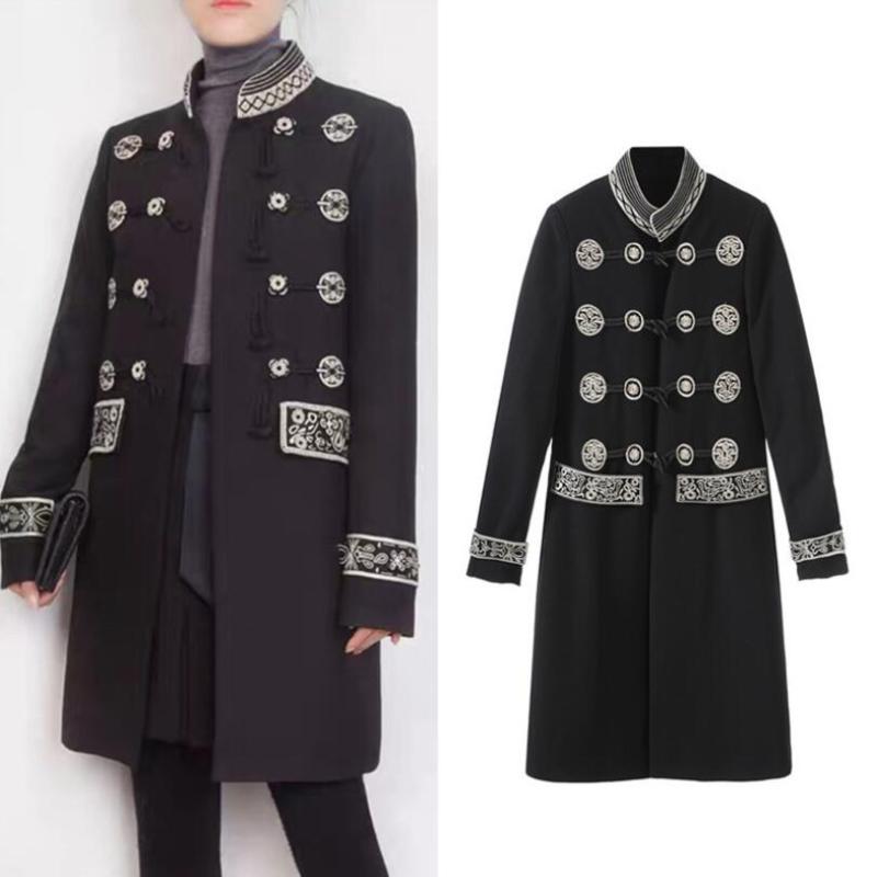 Women Trench Coat 2019 Runway Vintage Navy Embroidery Womens Black Jacket Winter Stand Collar Windbreaker Jacket Long Coat p312
Women Trench Coat 2019 Runway Vintage Navy Embroidery Womens Black Jacket Winter Stand Collar Windbreaker Jacket Long Coat p312