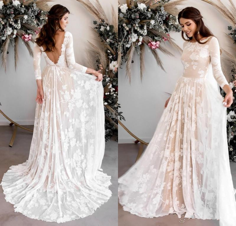 2020 New Vintage Bohemian Wedding Dresses with Nude Lining Long Sleeves Open Back Full Lace Boho Beach Garden Bridal Gowns 79, Gray
2020 New Vintage Bohemian Wedding Dresses with Nude Lining Long Sleeves Open Back Full Lace Boho Beach Garden Bridal Gowns 79, Gray