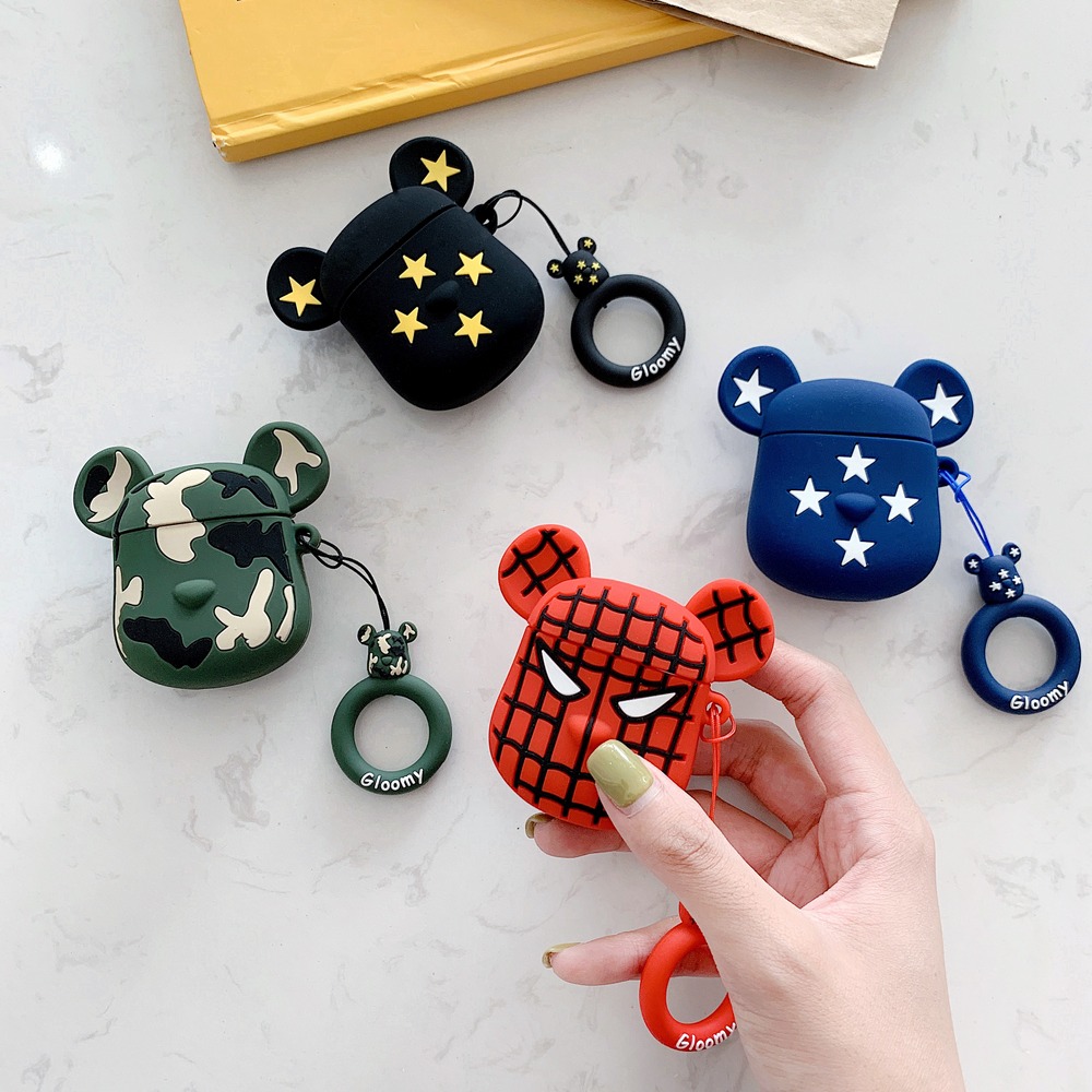 For Airpods 3D Cute gloomy bear Cover Bluetooth Wireless Earphone Silicone Case for AirPods 1 2 Headset Charging Box Cases with Ring Strap
For Airpods 3D Cute gloomy bear Cover Bluetooth Wireless Earphone Silicone Case for AirPods 1 2 Headset Charging Box Cases with Ring Strap